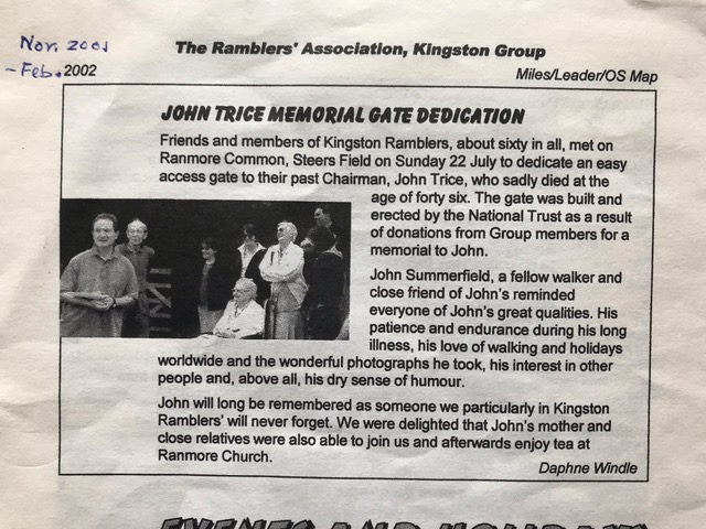 John Trice gate dedication article 2001